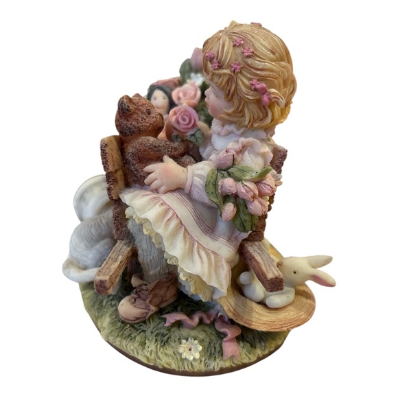 VINTAGE ENESCO LAURA'S ATTIC BY KAREN HAHN COUNTRY WAGON FLORAL & CHILD FIGURINE - Picture 5 of 8